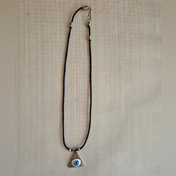 Evil Eye Necklace Pendant on Black Cord Layering Protection Lucky Unisex - Picture 2 of 8